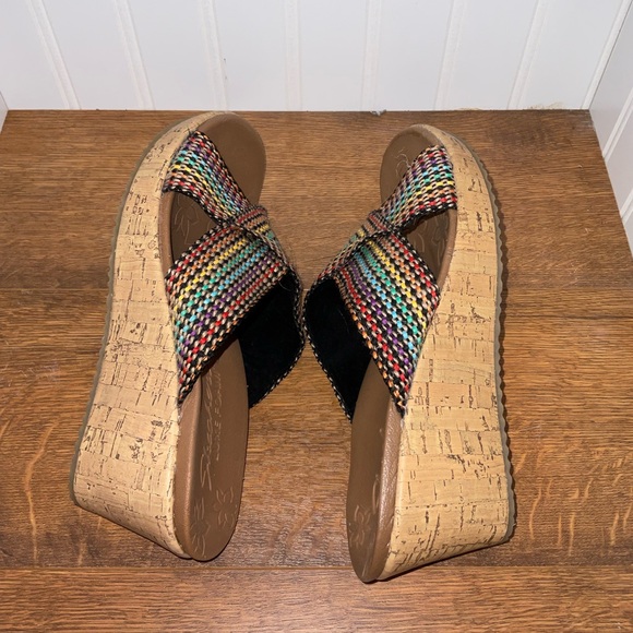 Skechers Cali Beverlee Delighted Multicolor Woven Wedge Sandals Size 7 - Picture 4 of 7